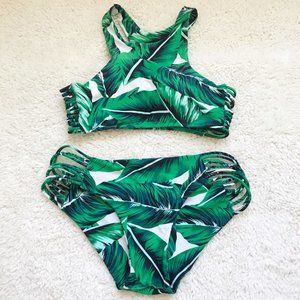 🌻 CUPSHE Women's Tropical Leaves Bikini Size M